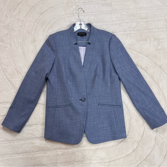 Talbots Single Breasted Lined Blazer Size 10 Blue Faux Front Pockets Lightweight - Picture 1 of 9